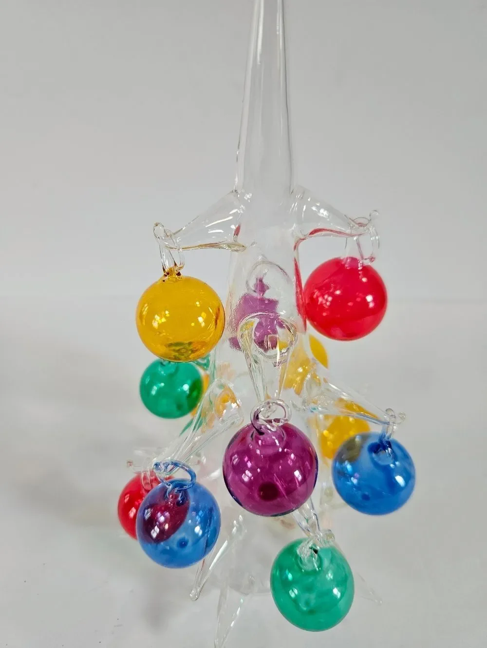 Vintage Handblown Romanian Crystal Christmas Tree Multicolored Glass Ornaments